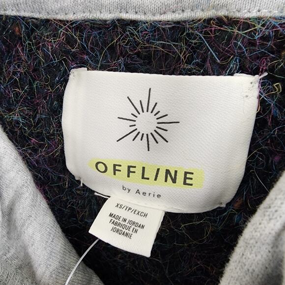 Aerie Offline Ribbed Sweater Hoodie NWT - Charcoal Gray XS - Picture 9 of 12